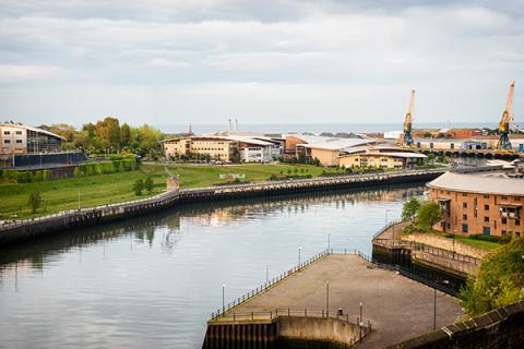 the river wear looking onto the University of sunderland st peter's campus