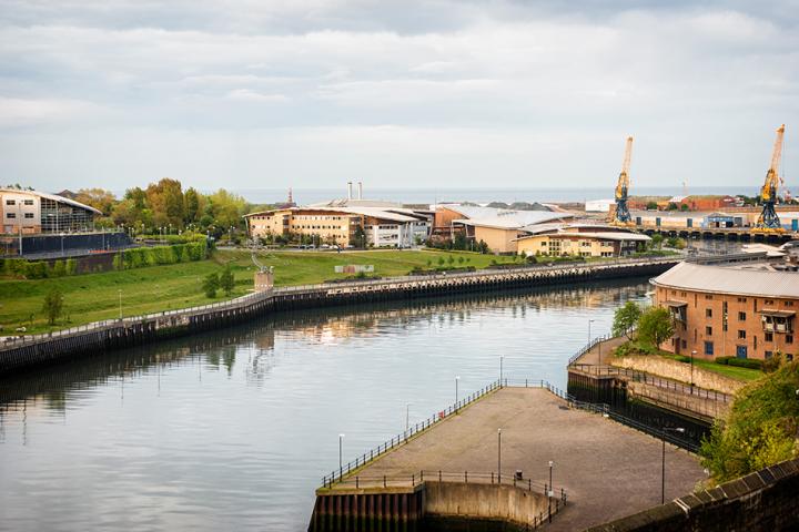 the river wear looking onto the University of sunderland st peter's campus