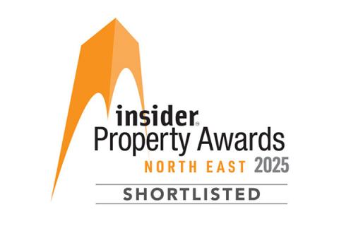 Black and orange awards logo for the Insider Property Awards North East 2025